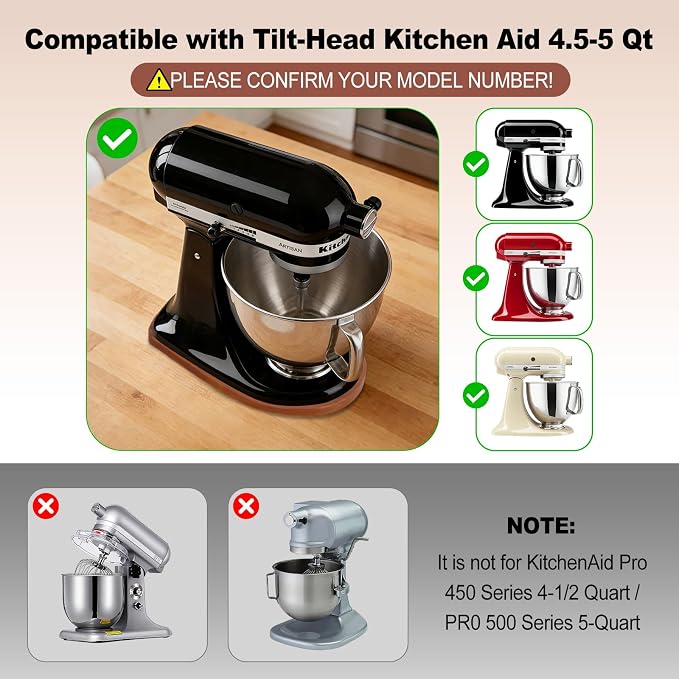 Mixer Slider Mat for Tilt Head Kitchen aid 4.5-5Qt Stand Mixer,Falikoco Kitchenaid Mixer Slider Pine Wood, 5PCS Appliance Slider, Kitchen aid Accessories and Attachments Moving Tray for Artisan Series