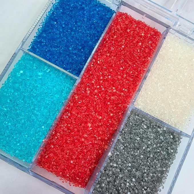 HeDeon&Rles Edible Patriotic Sanding Sugar Sprinkles Red White Blue SkyBlue Silver 100g/3.52oz Sparkling Sugar Crystals for Baking Cake Cupcake Cookie Icing Top Birthday Wedding Independence Day Halloween Christmas Cake Decoration