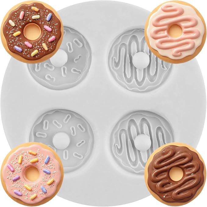 Doughnut Polymer Clay Mold Donut Silicone Molds for DIY Crafts Epoxy Resin Casting Air Dry Polymer Clay Plaster Jewelry Making