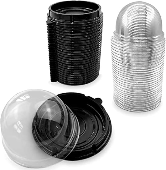 Treat Box Pack 50 - Pack Mini Cupcake Containers for Desserts - 2.8 x 2.8" Plastic Food Grade Mini Cupcake Boxes | Desserts Containers and Holiday Gift Wraps with Transparent Lids, Great for Parties