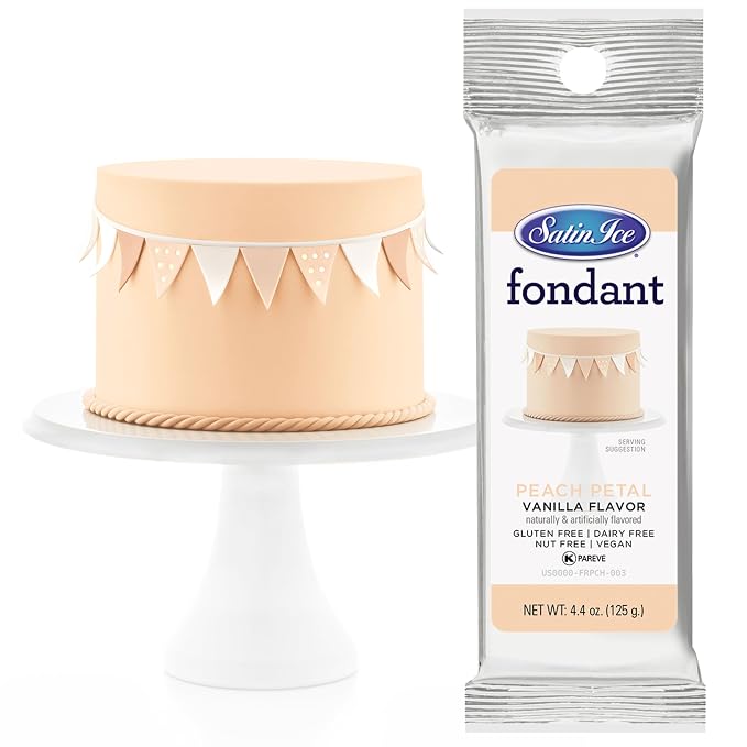 Satin Ice Fondant for Cake Decorating, Peach Petal (4.4 Ounce)