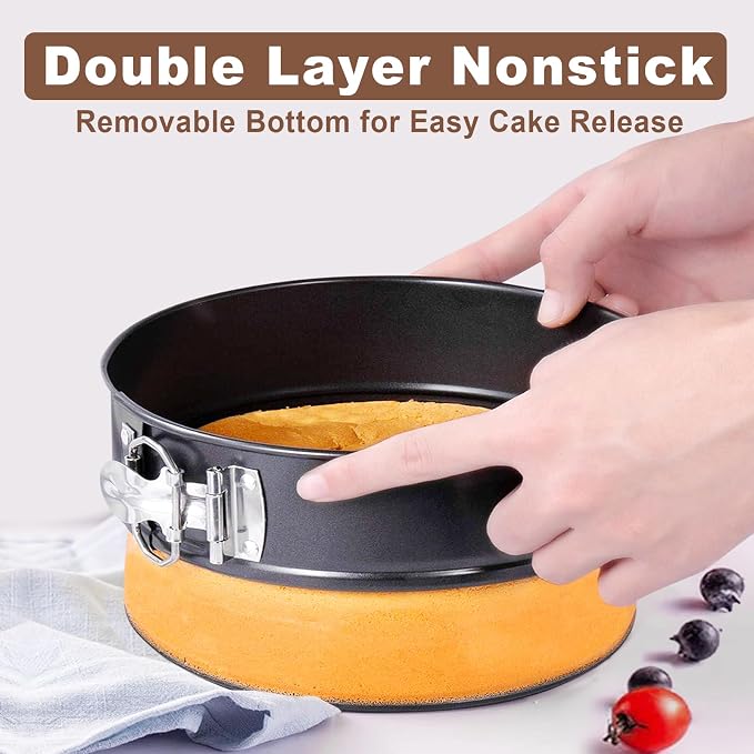 Springform Pan 9 Inch Nonstick, 9 Springform Cheesecake Pan with Silicone Protector, Leakproof Spring Form Pan for Cheesecake, 9 Inch Springform Cheese Cake Pans for Baking with 50 Parchment Paper