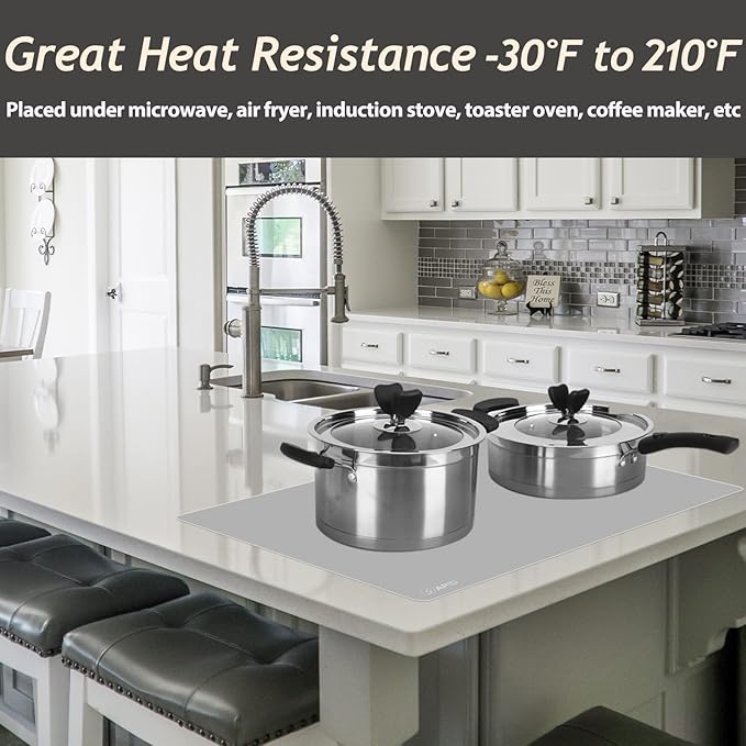 1.5MM Extra Thick Placemats Extra Large Silicone Mat 28" x 20" Heat Resistant Mat for Kitchen Countertop Protector, Washable Place Mats Silicone Mats for Kitchen Counter Mat Table Mat, Grey, Sapid