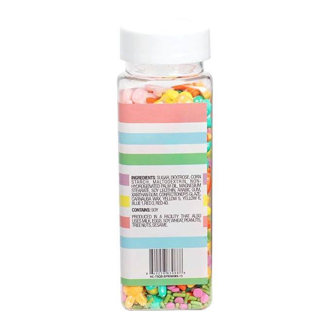 Bunnies & Carrots Sprinkle Mix Blue, Pink, Yellow, Orange, Green and Purple 4.23 oz, Easter Sprinkles For Cake Decorating, Baking, Ice Cream & More, The Hampton Candy Company