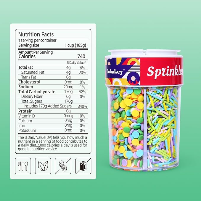 Easter Sprinkles Edible Sprinkle Mix Spring Shape Pastel Sprinkles Green Jimmies Nonpareils Sanding Sugar Confetti for Cake Decorations Baking Ice Cream Cookies Cupcake Topper 6.5 ounces