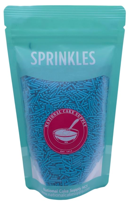 NCS Teal Jimmies Edible Sprinkles – Cupcake, Cake & Cookie Decorations, 7 oz