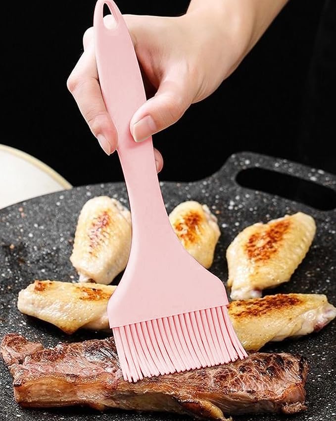 2Pcs Silicone Basting Pastry Brush - Heat Resistant Cooking Brushes Food Brush for Oil, Sauce, BBQ, Baking Outdoor Grill Dishwasher Safe – Pink