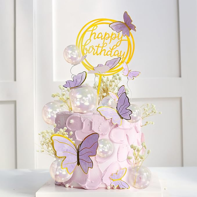 30 PCS Mini Balls Cake Topper DIY Cake Insert Topper Acrylic Cake Topper Foam Cake Balls Artificial Dried Flowers for Wedding Anniversary Baby Shower Birthday Party (Clear)