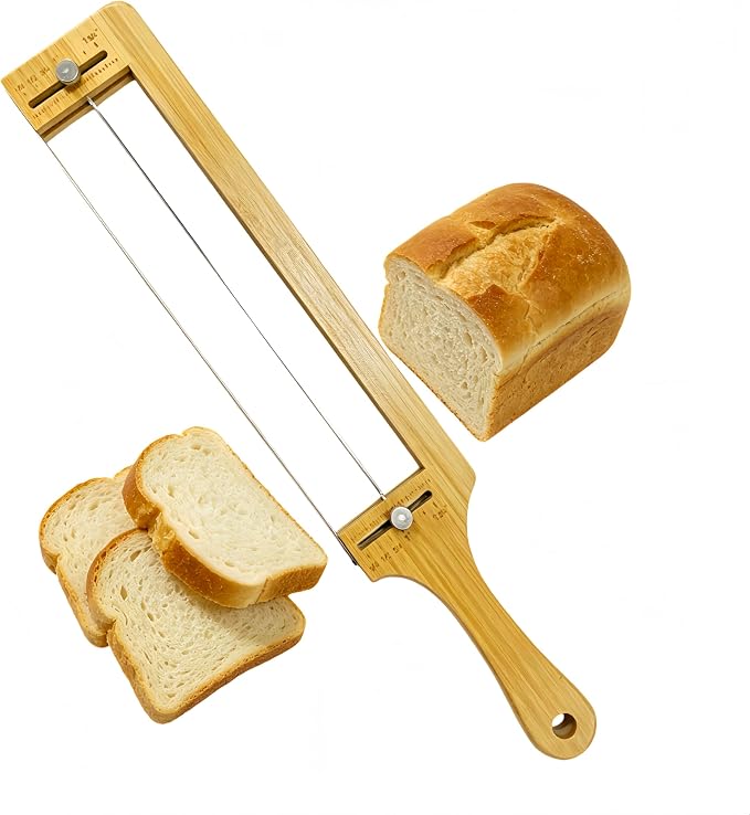 Adjustable Bread Knife for Homemade Bread - Sourdough Bread Slicer | with 1/2-inch and 1-inch Thickness Guides for Sourdough Baguettes Sandwiches