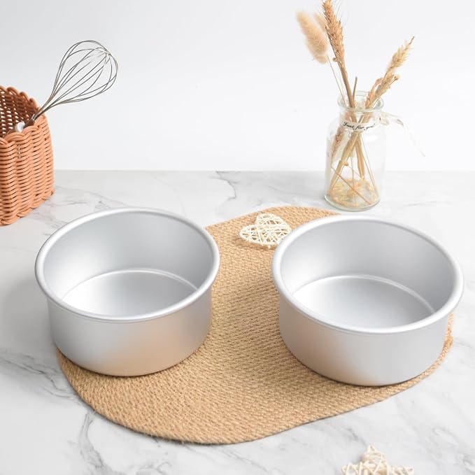 6 x 3 Inch Round Shaped Cake Pans Set of 2, Aluminum Cake Tin, Baking Cake Pan for Wedding, Party, Family Occasions, Chocolate, Bread. (Round, 6×3 Inch Round Cake Pan, Set of 2)