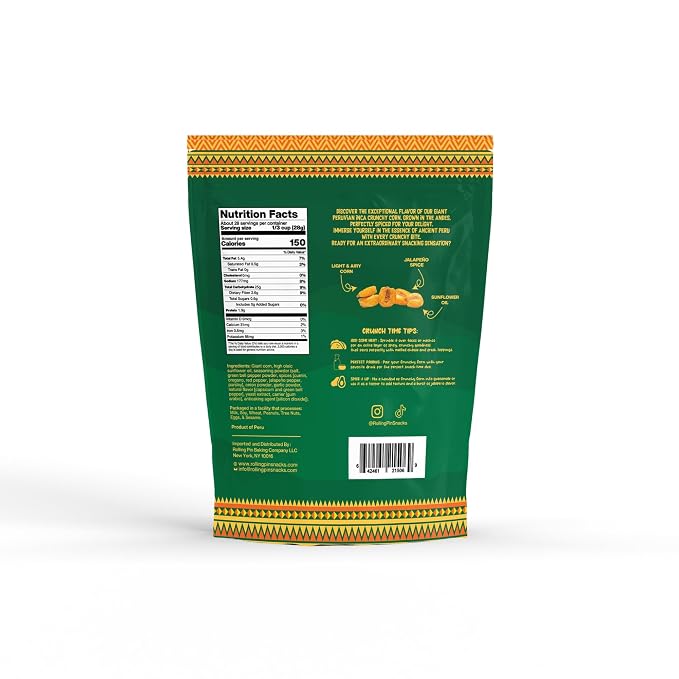 Rolling Pin Giant Peruvian Inca Crunchy Corn - Jalapeno Flavored - 28 Oz