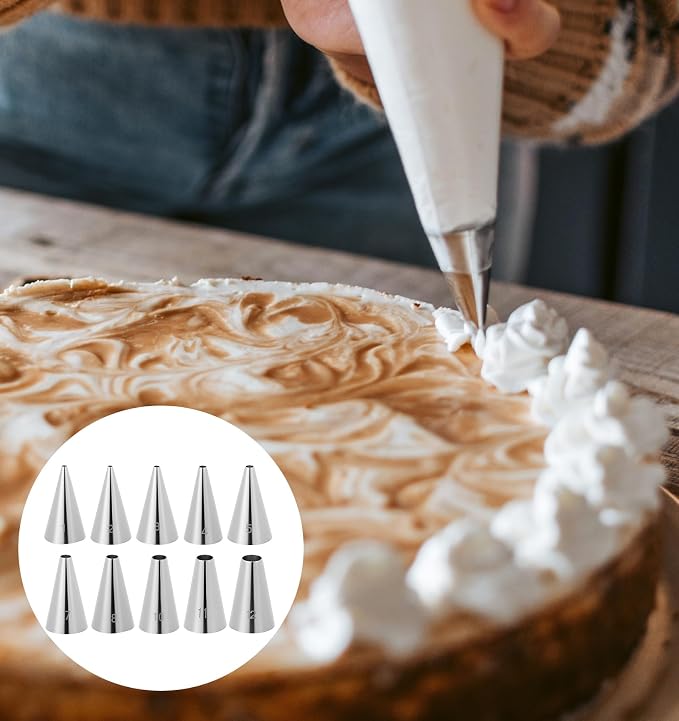 10 Pcs Frosting Tips, Frosting Bags and Tips for Decorating Ideal for Frost Cupcakes, Cakes, and Cookies (Ten models)