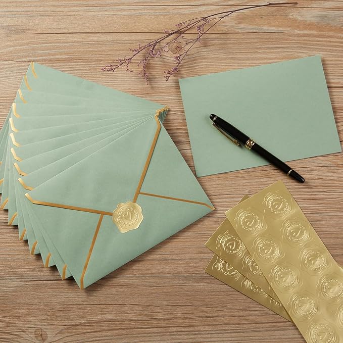 300 Pieces Embossed Gold Foil Stickers, Gold Heart-Love | For Envelopes, Wedding Invitations, Christmas Greeting Cards