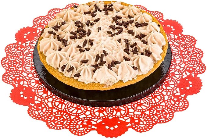 Restaurantware Pastry Tek 12 x 12 Inch Lace Doilies 100 Decorative Tableware Placemats - Disposable Round Red Paper Table Doilies For Birthdays Or Weddings Table Decor
