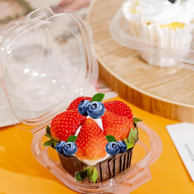 40 Pack Clear Plastic Cupcake Containers,Included 20 Single and 20 Double，Airtight Cupcake Holders, Reusable Stackable Cupcake Carrier for Party/Home