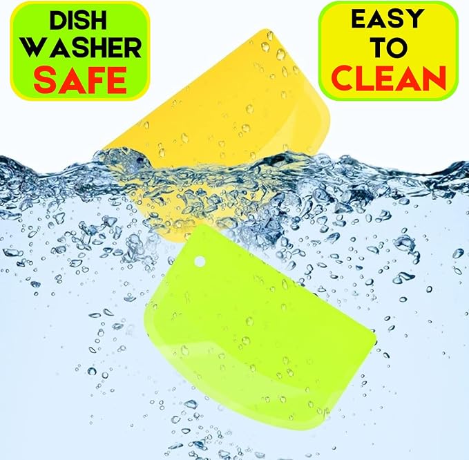 Hard Bench Scraper Dough Scraper - SURDOCA 5.31x3.64'' BPA Free PP Plastic Pastry Bread Baking Making Tools, Cake Bowl Pastry Baking Supplies Cake Dough Fondant Icing Smoother, Green+Pink+White