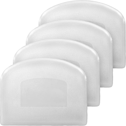 4 PCS Plastic Bench Scraper, White Flexible Bench Scraper Food-Safe Bread Scrapers Multipurpose Dough Scrapers for Cutting Bread Doughs Cake Fondant