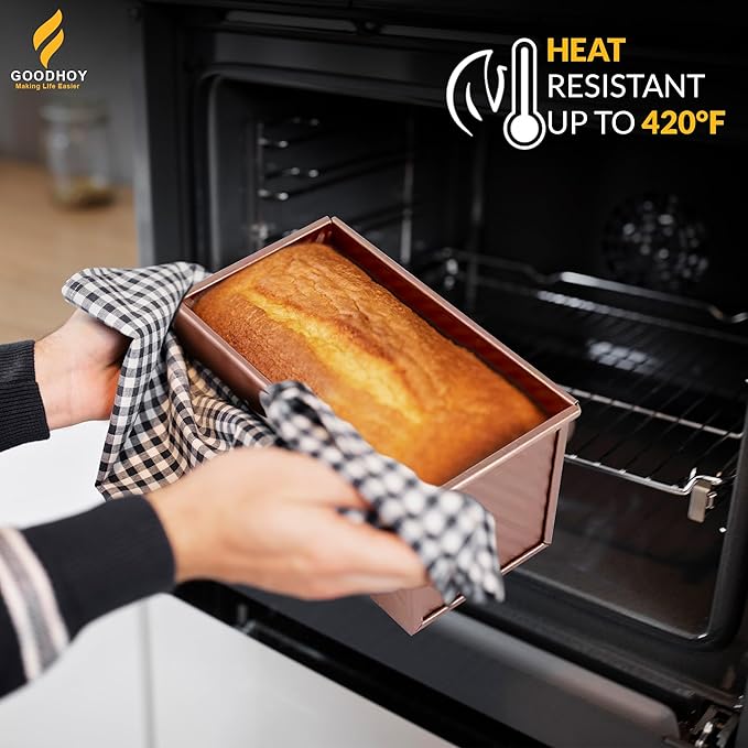 2.2lb set Nonstick Pullman Loaf Pan With Lid For Homemade Bread. Sandwich Bread Baking Mold With Sliding Lid, Durable Toast Box For Square Loaf Shokupan Soft Milk Bread & Gift Box Included.