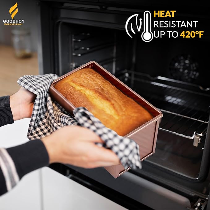 1lb+1lb set Nonstick Pullman Loaf Pan With Lid For Homemade Bread Carbon Steel Sandwich Bread Baking Mold With Sliding Lid Durable Toast Box For Square Loaf Shokupan Soft Milk Bread & Gift Box
