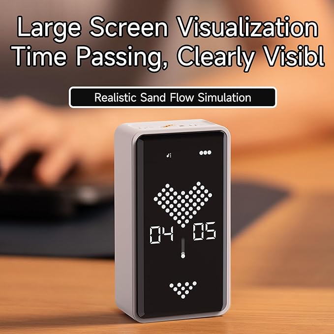 Visual Timer, Rechargeable Digital Hourglass Timer with LED Display | Large display, magnetic back and adjustable volume for classroom, kitchen, fitness, study and kids learning