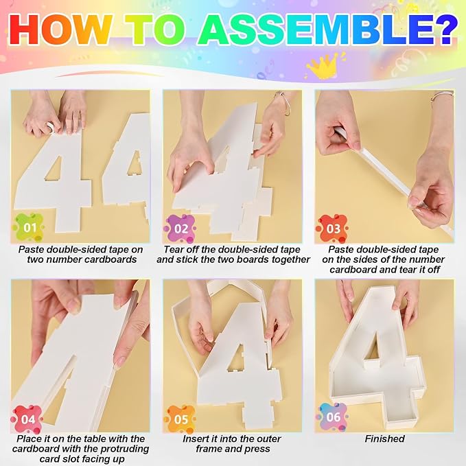 HILAVO Cardboard Number for Charcuterie, 13.7" Cardboard Number 40 Set Fillable Number for Food Paper Mache Number Boxes for Cupcake Sweet Candy 40th Birthday Anniversary Party Decorations