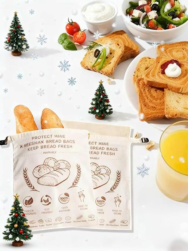 Beeswax Bread Bags for Sourdough & Homemade Bread - Reusable Natural Cotton Bees Wax Bags to Keep Bread Fresh, Refrigerable & Portable - XL 17x13 Inch Upgraded Large - Capacity Design（2 Pack ）