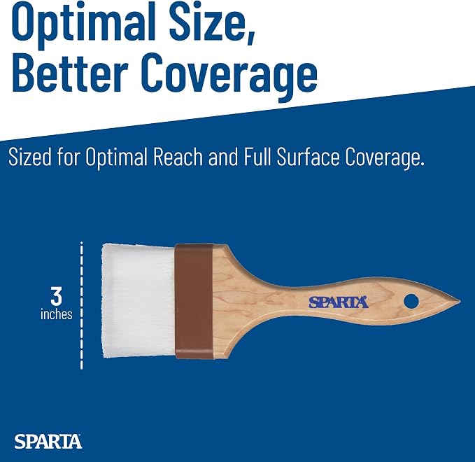 SPARTA 4039800 Nylon Wide Brush, Flat With Nylon Bristles, 3 Inches, Tan, (Pack of 12)