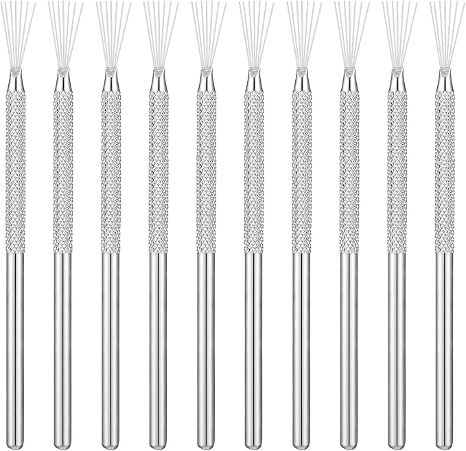 DIYOOHOMY 10 Pcs Clay Needle Tool Set, 7-Pin Polymer Clay Sculpting Tools for Pottery Scoring Texturing Carving, Feather Wire Texture Ceramic Modeling Detailing Nail Art DIY Craft Supplies