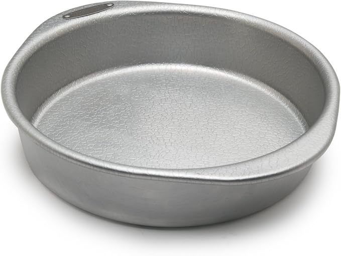Doughmakers 9" Round Cake Commercial Grade Aluminum Bake Pan, Silver | Pattened Pebble Pattern is Naturally Non-Stick & Evenly Bakes | Perfect For Baking Cakes & Brownies | Makes 9" Circular Cakes