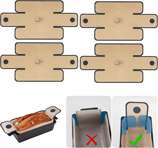 NiHome 4-Pack Silicone Bread Loaf Pan Liners, Reusable and Nonstick Silicone Bread Sling, Fit for 9x5, 9.5x5, and 10x5 Inch Loaf Pans, Dishwasher Safe, Easy to Clean (Brown)