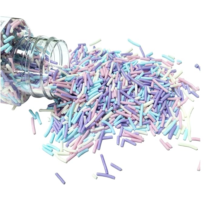Senchanting Mermaid Pastel Jimmies Sprinkles for Cake Decorating, Edible Blue White Pink Purple Jimmy Sprinkle Mix, Themed Birthday Ocean Jimmy Sprinkles Toppers for Decorating Baking Cupcakes Cake Cookies Ice Creams Donuts Candy