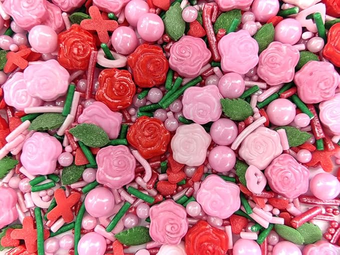 Candy Valentine's Day Rose Edible Cake and Cupcake Sprinkles Cake Topper Sprinkles Decoration Candy Cupcake Dessert Cookie Holiday