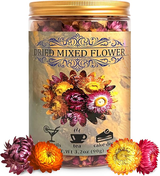 100+ Edible Dried Flowers for Cake Decoration – Food Grade Mixed Colorful Chrysanthemum Flowers for Baking, Cocktails, Cupcakes, Drinks, DIY Crafts