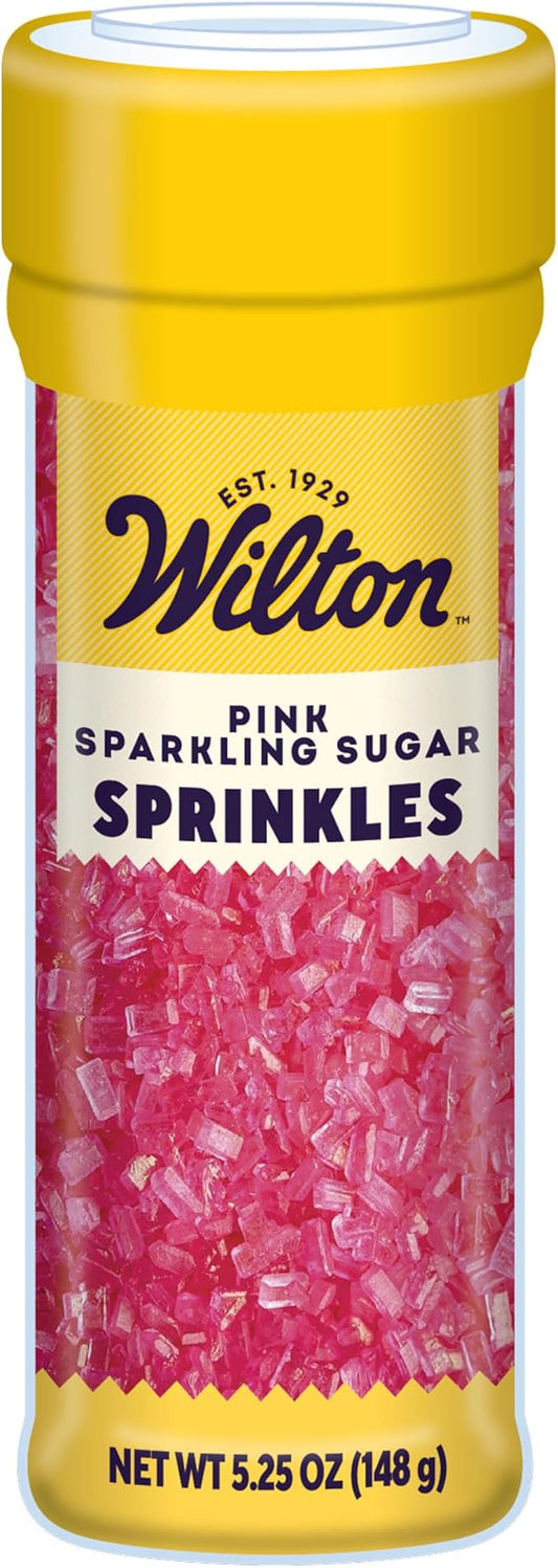 Wilton Pink Sparkling Sugar, Shimmering Sprinkles for Decorating Cakes, Cupcakes, Cookies & Desserts, Edible Pink Sugar Crystals for Baking, 5.2 oz.