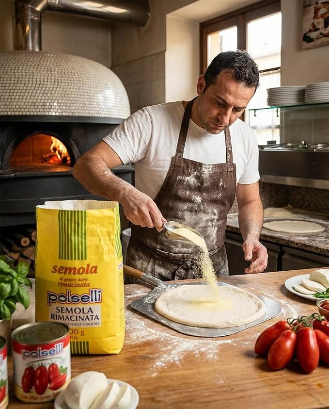 POLSELLI Italian Semola Flour, Fine Ground Semolina Rimachinata, 5 kg | Fine Ground Durum Wheat Flour For Fresh Pasta, Bread, & Baking, All-Natural, Unbleached, Non-GMO, Product Of Italy