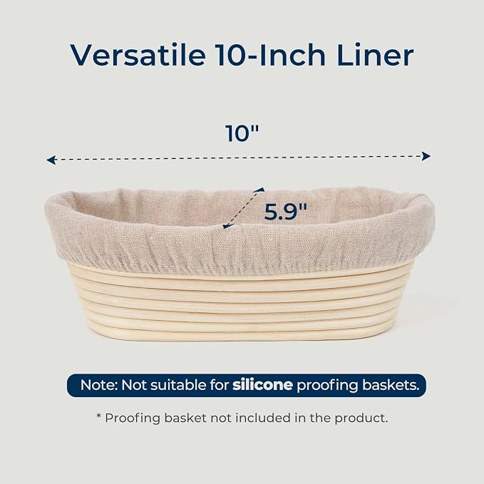 Lorzon 6 Pack Bread Proofing Basket Cover, 10 Inch Oval Banneton Liner, Linen Sourdough Bowl Covers for Bread Rising