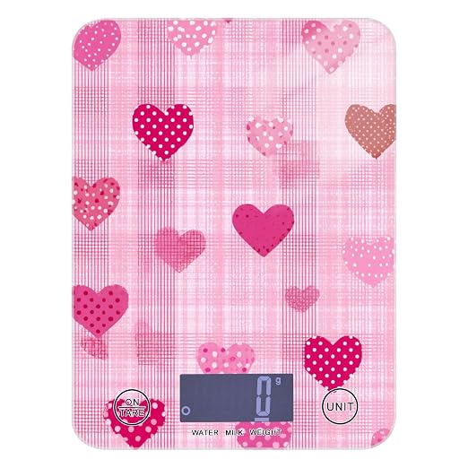Food Scale Kitchen Scale for Baking Cooking Digital Food Weighing Measuring Scale Small Waterproof Electric Food Scale Pink Plaid Dotty Hearts
