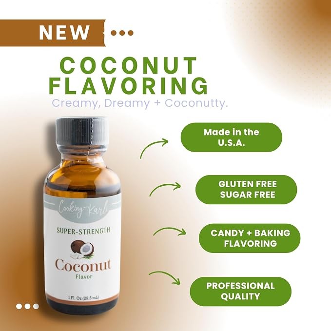 Coconut Flavor/Extract - 1 fl oz - Cooking with Karli - Gluten Free & Sugar Free - Used for candy, frosting, baking