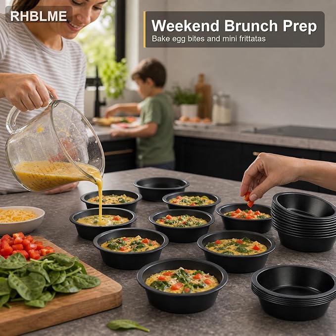 RHBLME 10 Pack Mini Pie Tins, Nonstick 4 Inch Small Pie Pans, Carbon Steel Individual Pie Tins for Baking Dessert, Fruit Pie and Beef Pie, Oven Safe & Dishwasher Safe