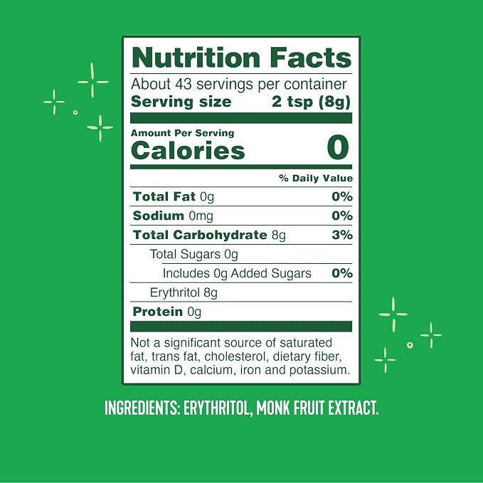 WHOLE EARTH Monk Fruit Sweetener with Erythritol, Plant-Based Sugar Alternative, 12 Ounce Pouch