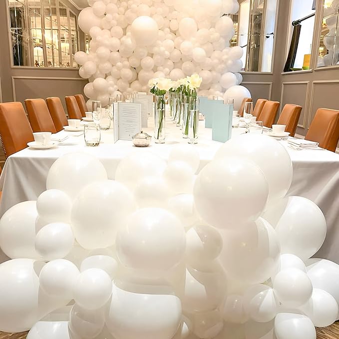 Voircoloria 105pcs White Balloons 12inch Party Balloons for Birthday Baby Shower Graduation Wedding Anniversary Party Decorations