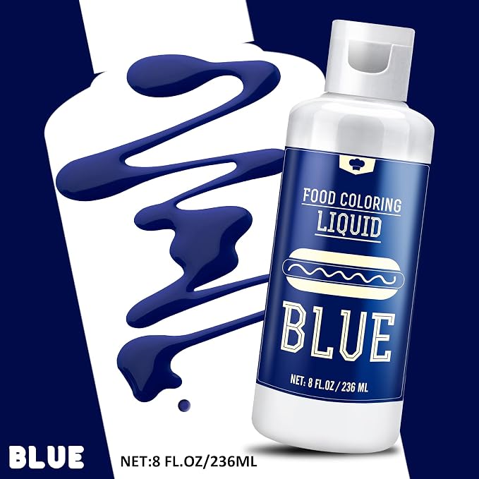Food Coloring - 240ml Liquid Vivid Food Coloring for Baking, Cake Decorating, Icing, Cookie, Fondant and Macaron - Tasteless Concentrated Food Color Dye for DIY Soap Making and Crafts (Blue)