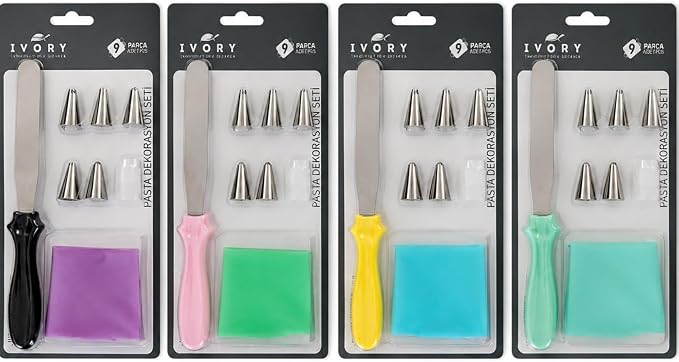 Piping Bags and Tips Set, Piping Tips, 20 Piping Tips + 4 Silicone Piping Bags + 4 Spatulas + 8 Socket Fixing Rings 36pcs Stainless Steel Suitable for Chefs and Kitchens (4-Pack)