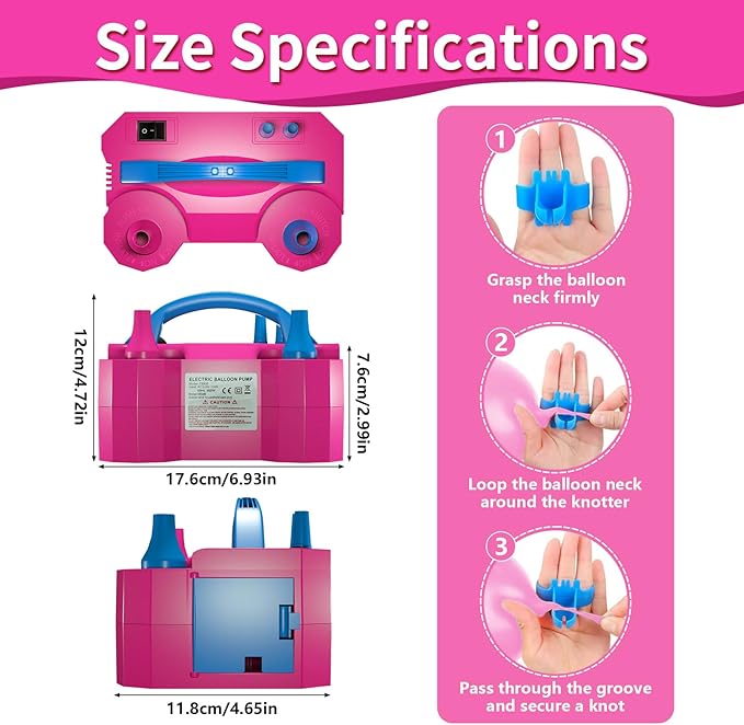 Balloon Pump Electric Party Decorations - Electric Balloon Pump for Balloon Arch Kit, Portable Dual Nozzle Balloon Inflator