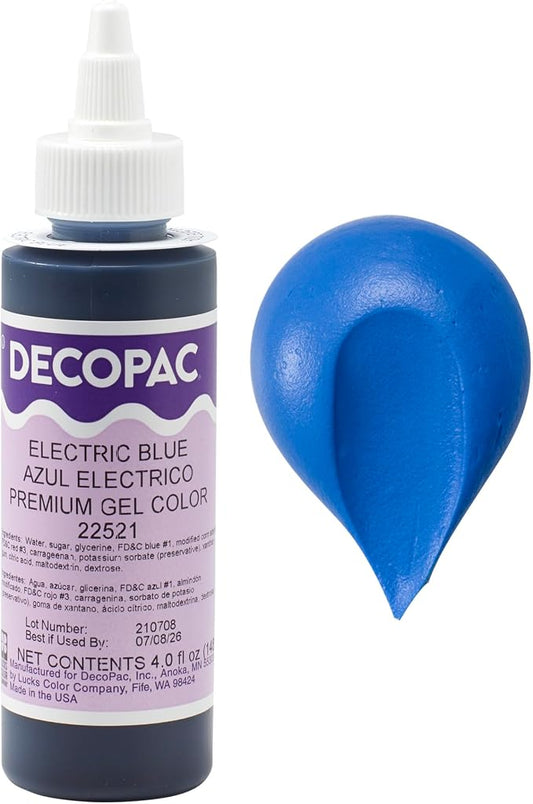 DecoPac Electric Blue Trend Premium Gel Color Cake Decorations, Blue Food Coloring - Blue Gel Color - 4 Fl Oz