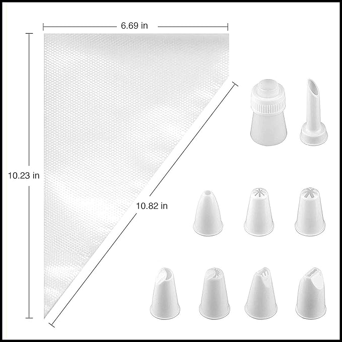 Pastry Piping Bags Set of 100 - Disposable Cake Decorating Bags - Thickened Icing Piping Bag Cake Cupcake Decorating Bags - Baking Cookie Candy Supplies Kit (10 Inch)