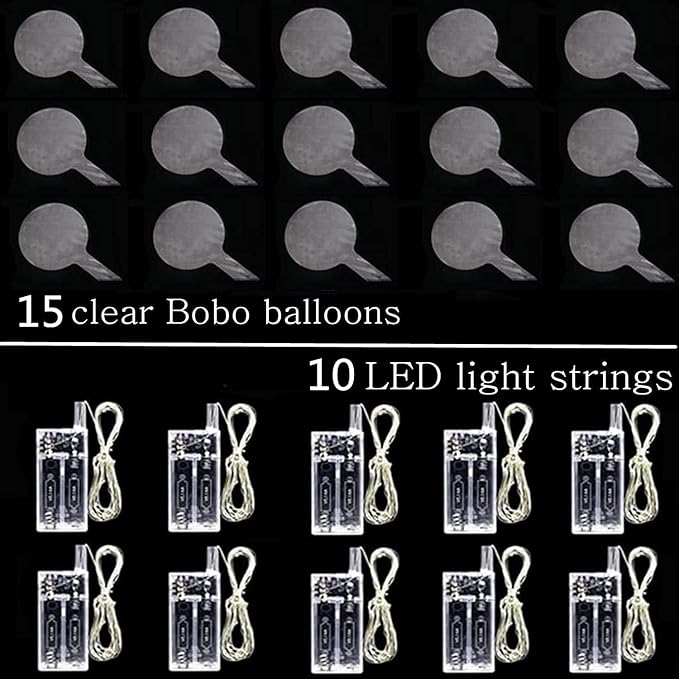 LED Balloons 10 PACKS, 20 Inches Light Up BoboBalloons Helium Style,Glow Bubble Balloons for Christmas Wedding Birthday Valentines Day Halloween Party Supplies Decorations (Red light)
