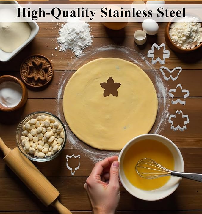 6PCS Flower Cookie Cutters, 3 Inch Stainless Steel Cookie Cutter Set with Daisy, Tulip & Butterfly Shapes, Baking Tools for Sugar Cookies, DIY Homemade Desserts (Assorted Designs)