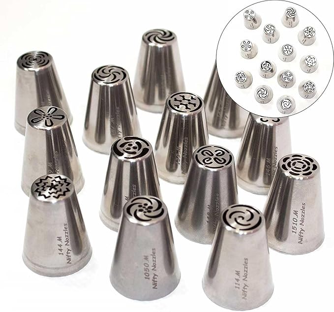 Nifty Nozzles Mini Russian 13 pc Piping Tip Set, Sugar and Crumbs