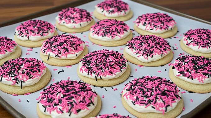 NCS Pink & Black Jimmies Edible Sprinkles – Cupcake, Cake & Cookie Decorations, 7 oz